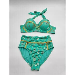 Disney Her Universe Aladdin Women's Size S Turquoise High Waist Bikini